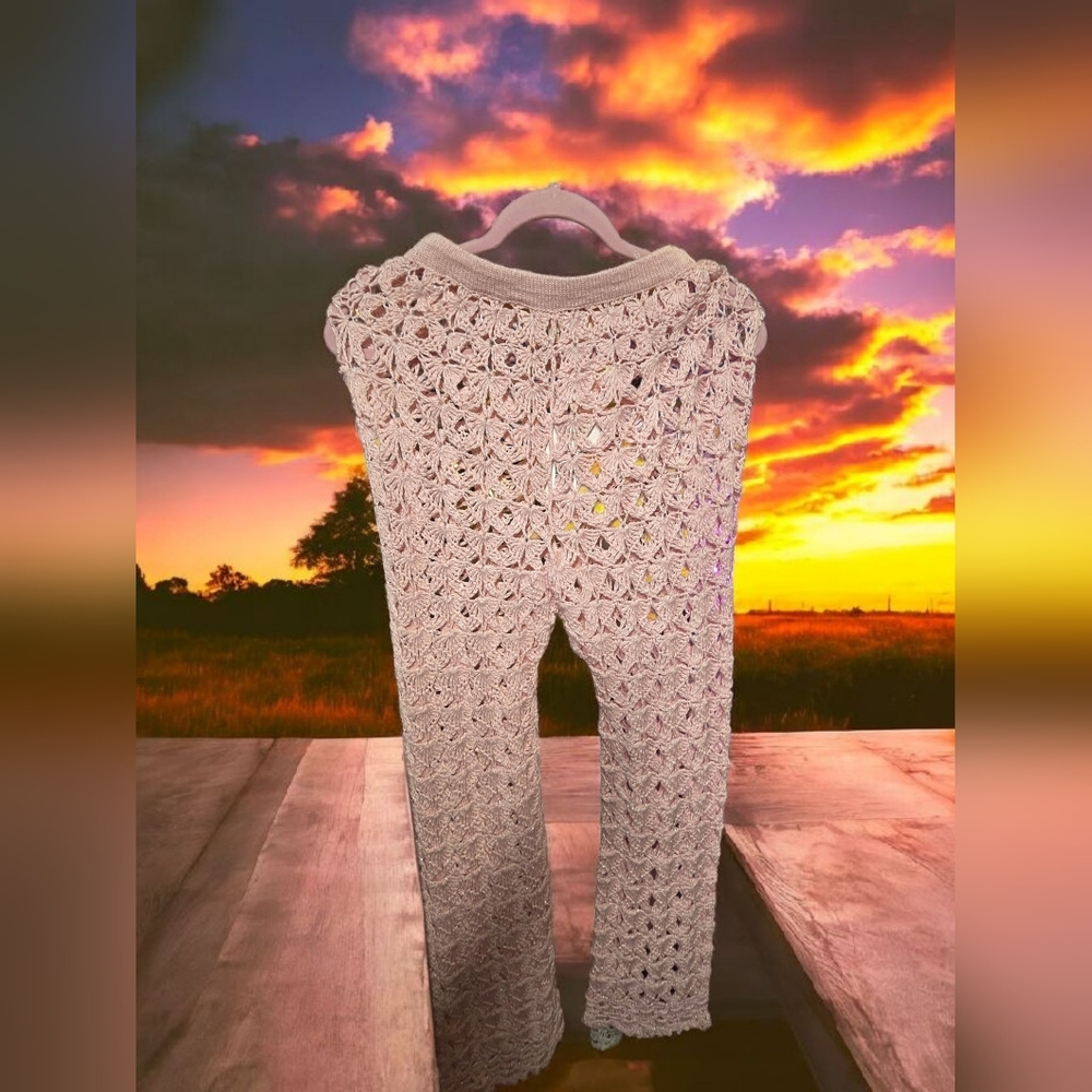 Capittana Pink Crochet Lace Pants